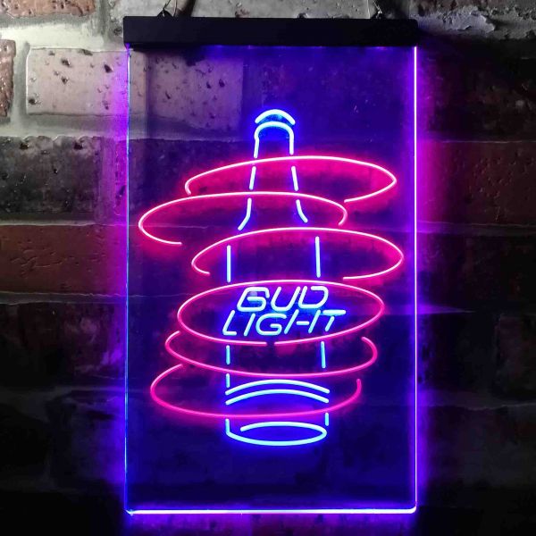 Bud Light Beer Bottle Dual LED Neon Light Sign